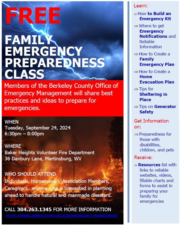 Family Emergency Preparedness Class Brochure
